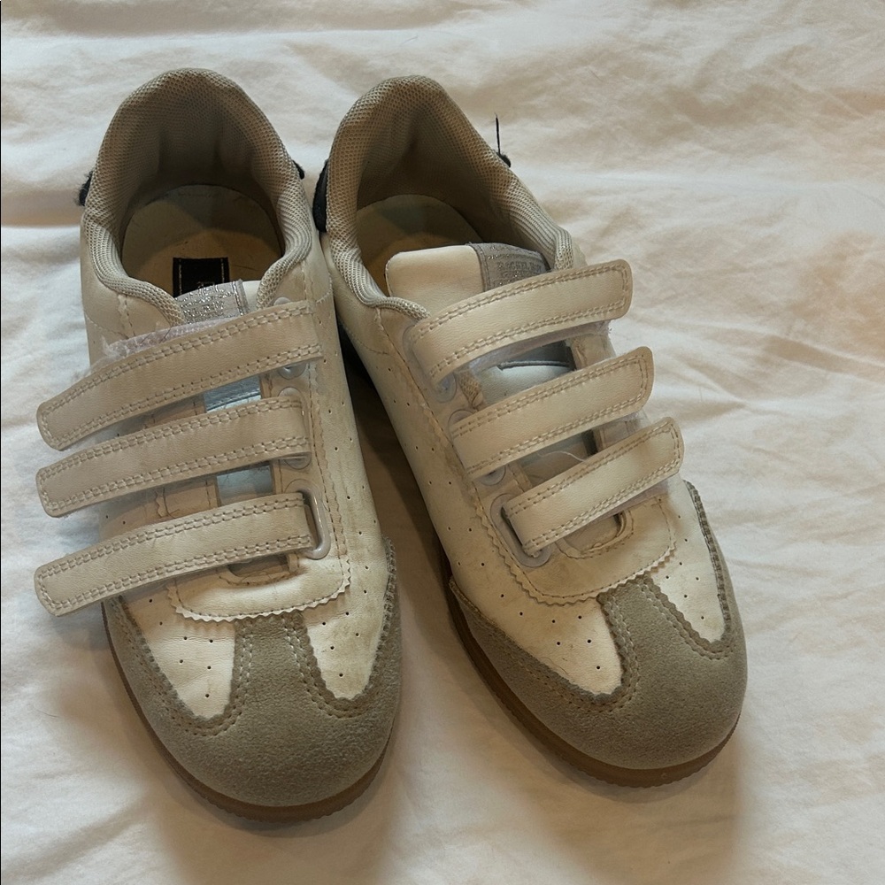 Kids White and Gray Velcro Sneakers